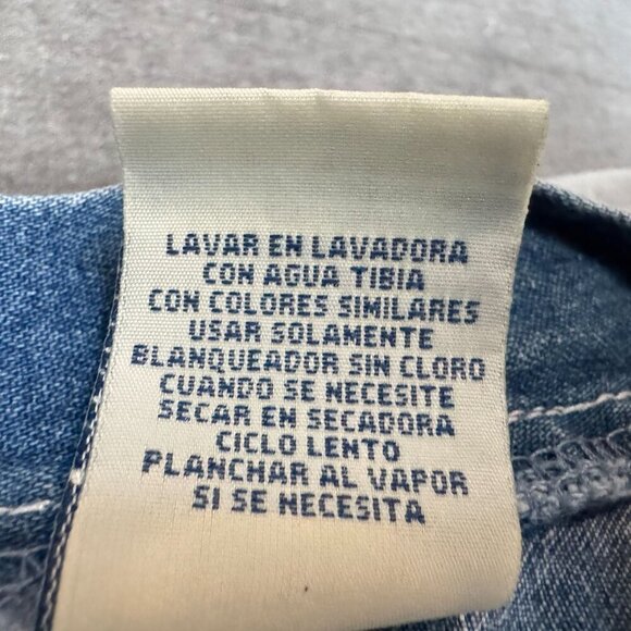 90s Vintage Revolt Blue Denim Rainbow Trim Straight Leg  Utility Overalls Size L - Picture 16 of 16